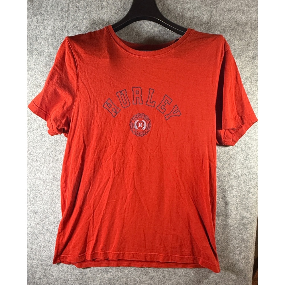 Hurley Mens Red Athletic Dept Graphic T-Shirt Large Short Sleeve Crew Neck